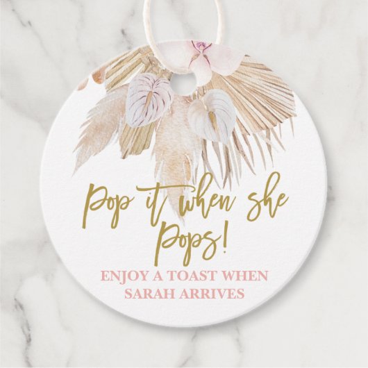 Pop het als Ze Poppen pampas gras Bedankjes Labels (Voorkant)