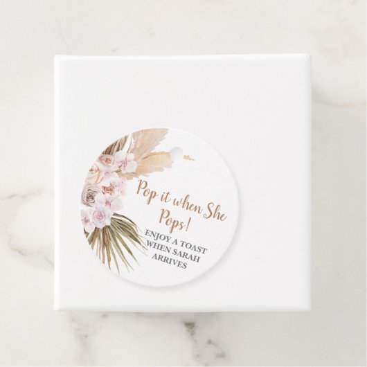 Pop het als Ze Poppen pampas gras Bedankjes Labels (In situ)