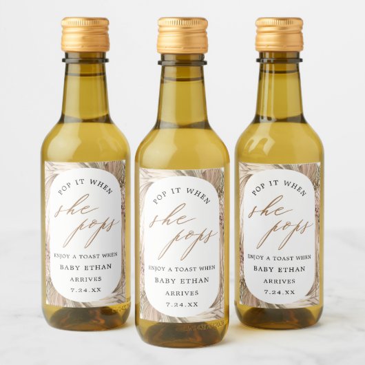 Pop het Als Ze Poppen Pampas Grass Baby shower Wijn Etiket (Flessen)