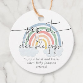Pop het als ze poppen regenboog pastel waterverf bedankjes labels