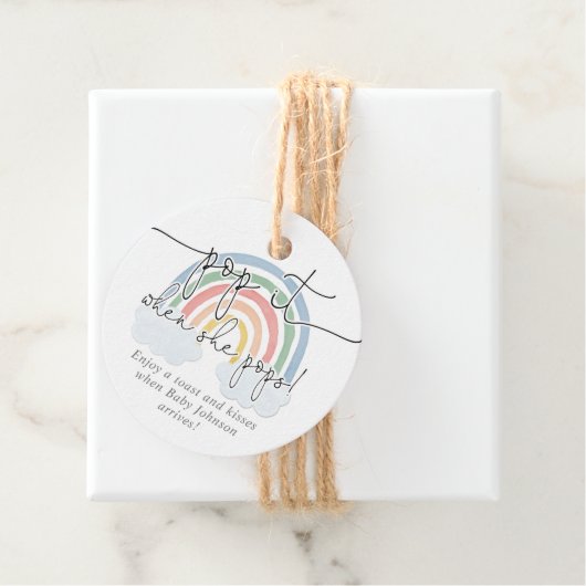 Pop het als ze poppen regenboog pastel waterverf bedankjes labels (In situ)