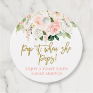 Pop het als Ze Poppen roze en gouden bloemen Bedankjes Labels