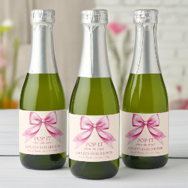 Pop het als ze poppen roze strik lint baby shower sparkling wijnetiket
