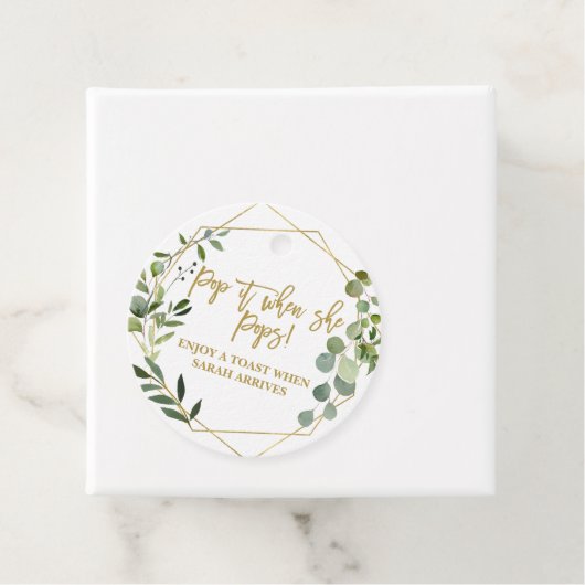 Pop het als Ze Poppen waterverf eucalyptus Bedankjes Labels (In situ)