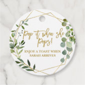 Pop het als Ze Poppen waterverf eucalyptus Bedankjes Labels (Voorkant)