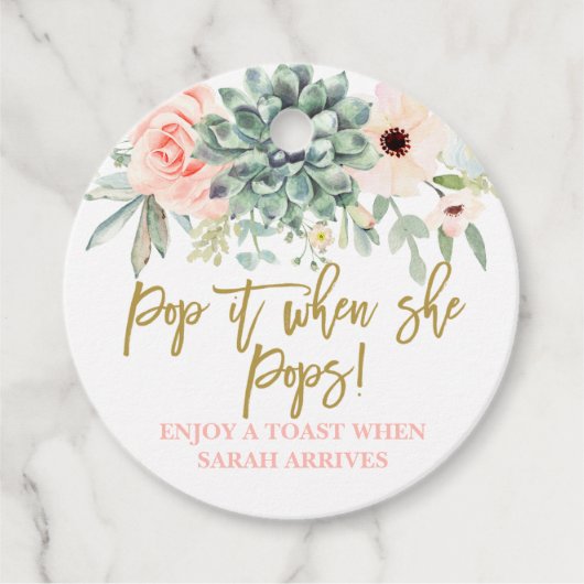 Pop het als Ze Poppen waterverf vetplanten Bedankjes Labels (Voorkant)