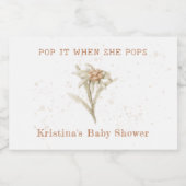 Pop het als ze POPPEN Wildflower Baby shower Sparkling Wijnetiket (Enkel label)