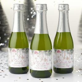 Pop het als ze poppen winter baby shower gunsten sparkling wijnetiket