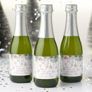 Pop het als ze poppen winter baby shower gunsten sparkling wijnetiket