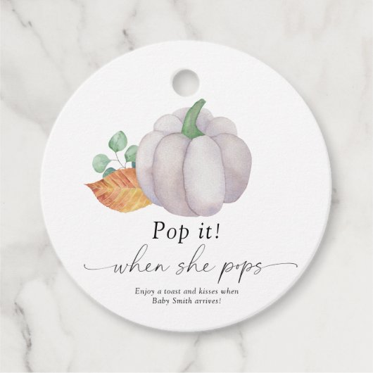 Pop het als ze poppen - Witte pompoen - Bedankjes Labels (Voorkant)