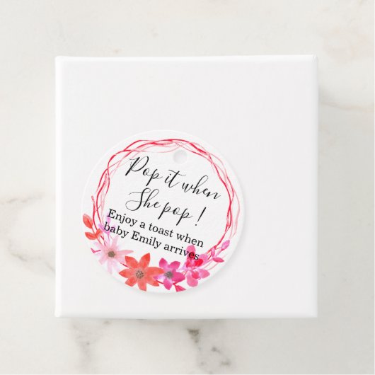 Pop het als zij knalt roze bloem  bedankjes labels (In situ)