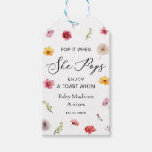 Pop het als zij komt Favor voor Wildflower Baby Sh Cadeaulabel (Voorkant)
