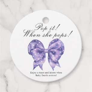 Pop het als zij komt! - Strikstip babyshowers Bedankjes Labels