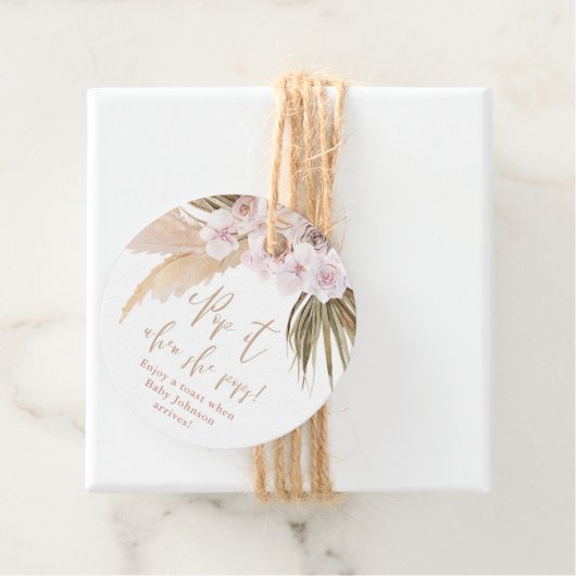 Pop het als zij Pampasgras tropische bladeren laat Bedankjes Labels (In situ)