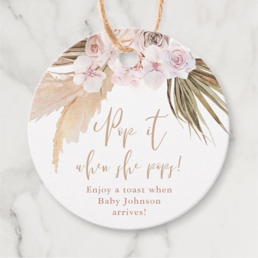 Pop het als zij Pampasgras tropische bladeren laat Bedankjes Labels (Voorkant)