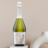Pop Het Baby shower Boho Pampas Floral Sparkling Wijnetiket