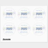 Pop het! Blauw, Baby shower, Wijn, Champagne Ronde Sticker (Vel)