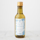 Pop Het Blauw Wit Toile de Jouy Beer Baby shower Wijn Etiket (Voorkant)