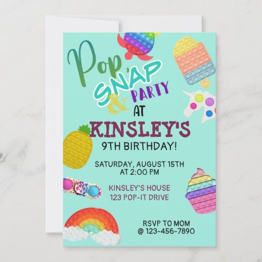 Pop Het Bubbel Fidget Speelgoed Verjaardag (Voorkant)