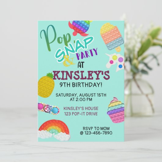 Pop Het Bubbel Fidget Speelgoed Verjaardag (Staand voorkant)