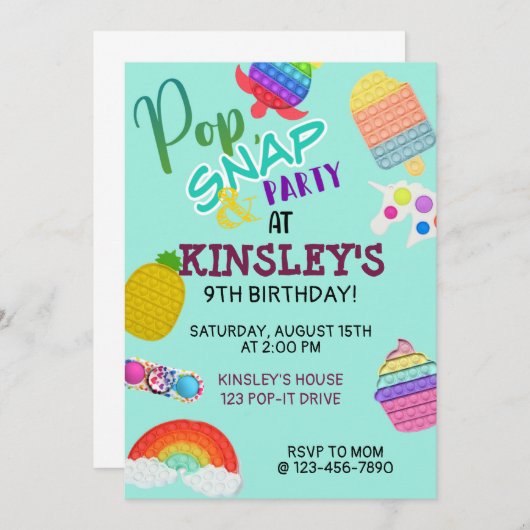 Pop Het Bubbel Fidget Speelgoed Verjaardag (Voorkant / Achterkant)