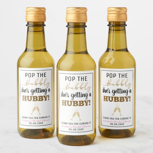 Pop het Bubbly Brunch Vrijgezellenfeest Wijn Etiket (Flessen)