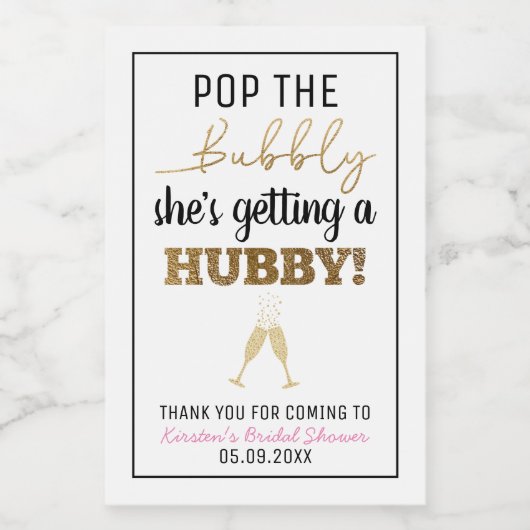 Pop het Bubbly Brunch Vrijgezellenfeest Wijn Etiket (Enkel label)