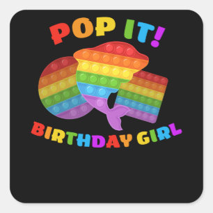 Pop het Dot Day Dolphin voor het meisje van de geb Vierkante Sticker