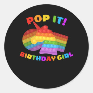 Pop het Dot Day Unicorn voor het meisje van de geb Ronde Sticker