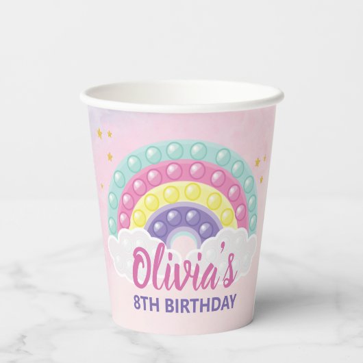 Pop Het Fidget Birthday Party Papieren Bekers (Achterkant)