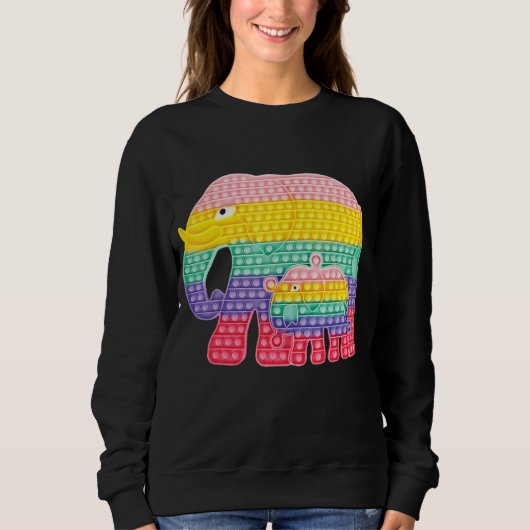 Pop Het Fidget Game Elephant moeder en Baby Trui (Voorkant)