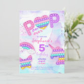 Pop het fidget speelgoed unicorn regenboogverjaard kaart (Staand voorkant)