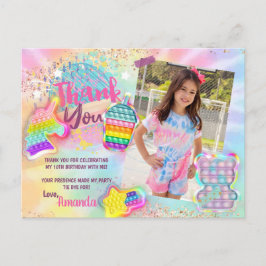 pop het fidget Tie Dye Rainbow Foto Hartelijk dank Briefkaart