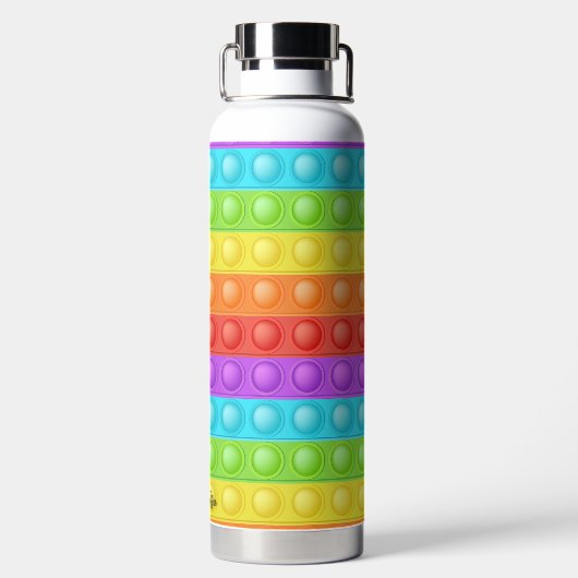 Pop-het met jouw naam kleurrijk waterfles (Achterkant)