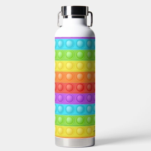 Pop-het met jouw naam kleurrijk waterfles (Voorkant)
