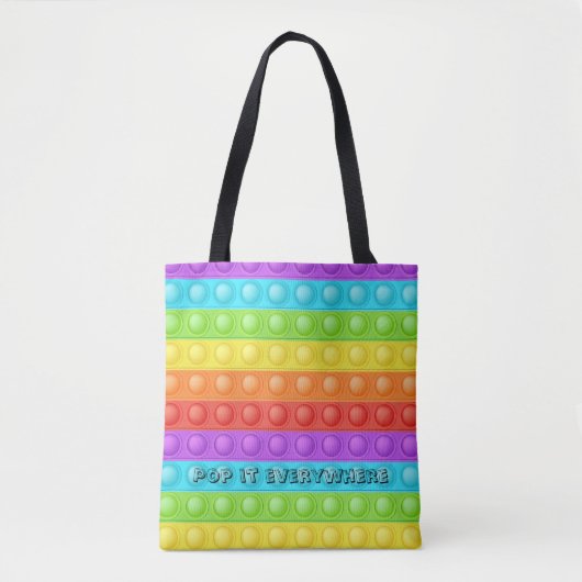 Pop het overal met tekst kleurrijk tote bag (Voorkant)