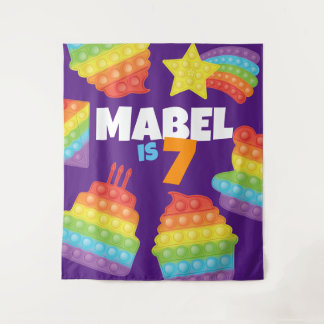 Pop het! | Regenboog verjaardag achtergrond Wandkleed