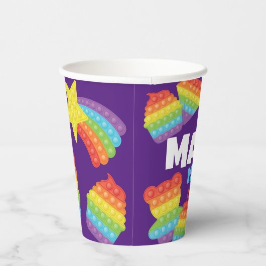 Pop het! | Regenboogverjaardag Papieren Bekers (Rechts)