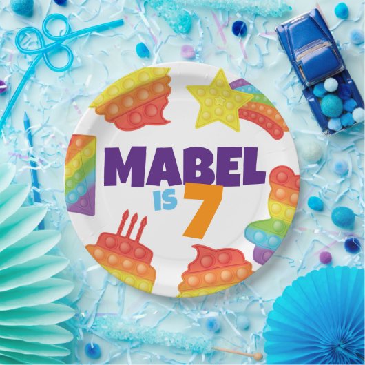 Pop het! | Regenboogverjaardag Papieren Bordje (Feest)