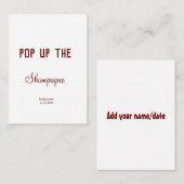 POP HET SHAMPAGNE VRIJGEZELLENFEEST OP NOTITIEKAARTJE (Voorkant / Achterkant)