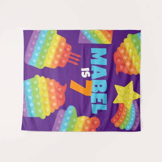 Pop het! | Uitnodiging Verjaardag Achtergrond Wandkleed (Voorkant (horizontaal))