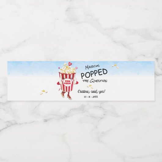 Pop Het Verloving van de Vraag Waterfles Etiket (Enkel label)