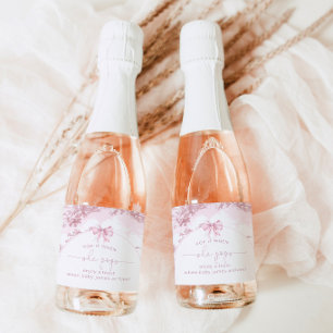 Pop het wanneer ze Pink Toile Paris babyborrel laa Sparkling Wijnetiket