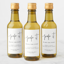 Pop het wanneer ze poppen Elegant Baby shower Mini Wijn Etiket