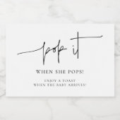 Pop het wanneer ze poppen Elegant Baby shower Sparkling Wijnetiket (Enkel label)