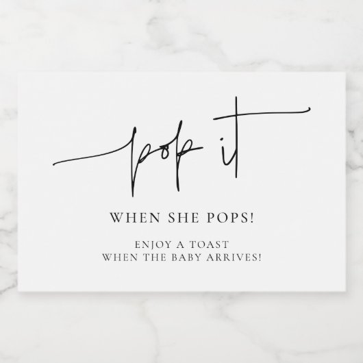 Pop het wanneer ze poppen Elegant Baby shower Sparkling Wijnetiket (Enkel label)