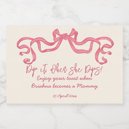 Pop het wanneer ze poppen lint sparkling wijnetiket (Enkel label)