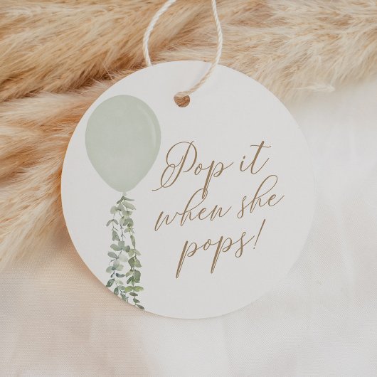 Pop het wanneer ze Poppen Sage Balloon Baby shower Bedankjes Labels