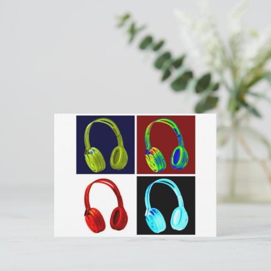 Pop hoofdtelefoon briefkaart (Staand voorkant)