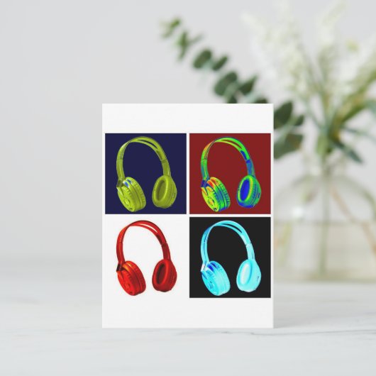 Pop hoofdtelefoon briefkaart (Staand voorkant)